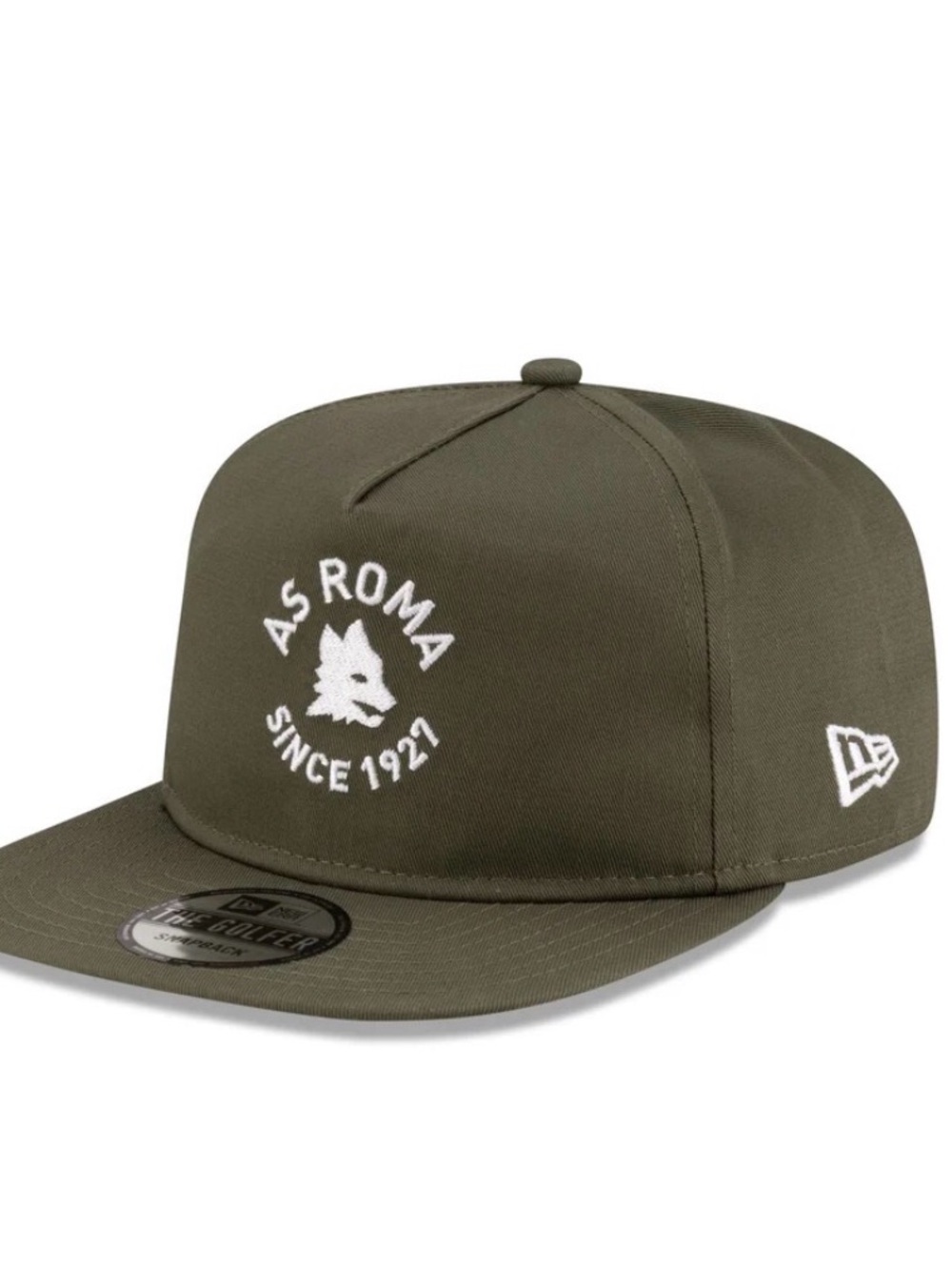 New Era AS Roma Olive Green Snapback Cap with White Embroidery